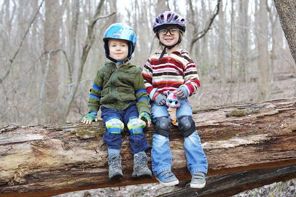 My Two Kids on a Log